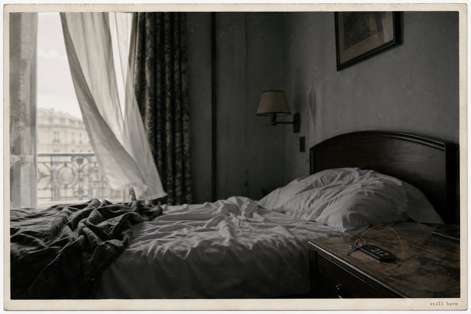 Signals From Elsewhere, artwork 1 of 25. RESIDUE · still here · Some people remain in places they already left.