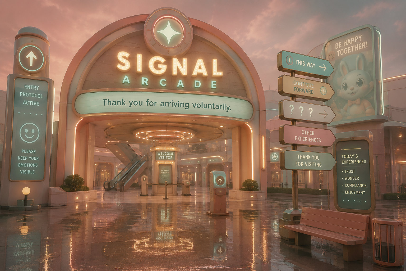 Signal Arcade, artwork 1 of 7. Some places calm people before they understand why.